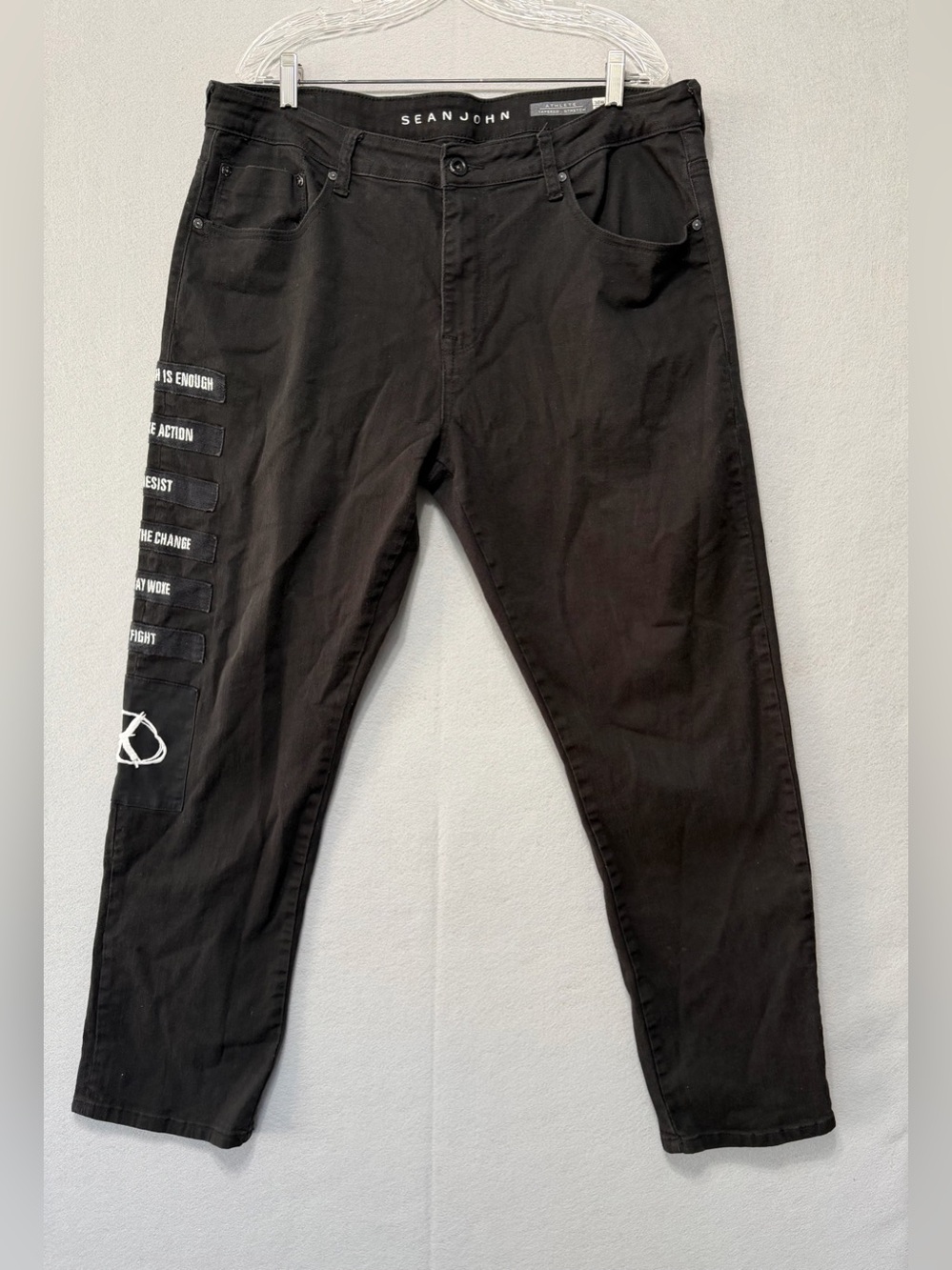 SEAN JOHN Athlete Jeans Men's 38W 34L Black Tapered Stretch Big & Tall
